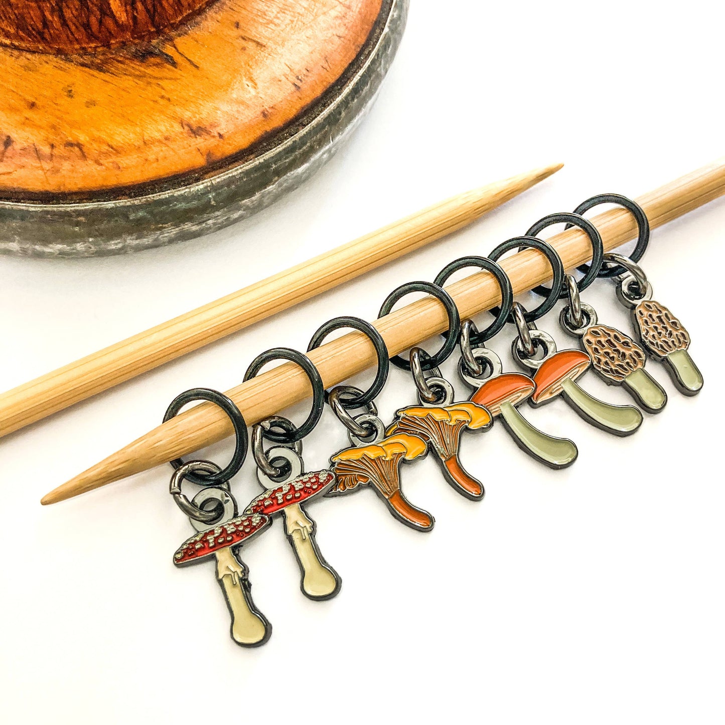 Makers Mushrooms Enamel Stitch Marker Set