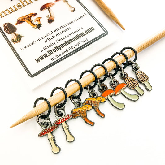 Makers Mushrooms Enamel Stitch Marker Set