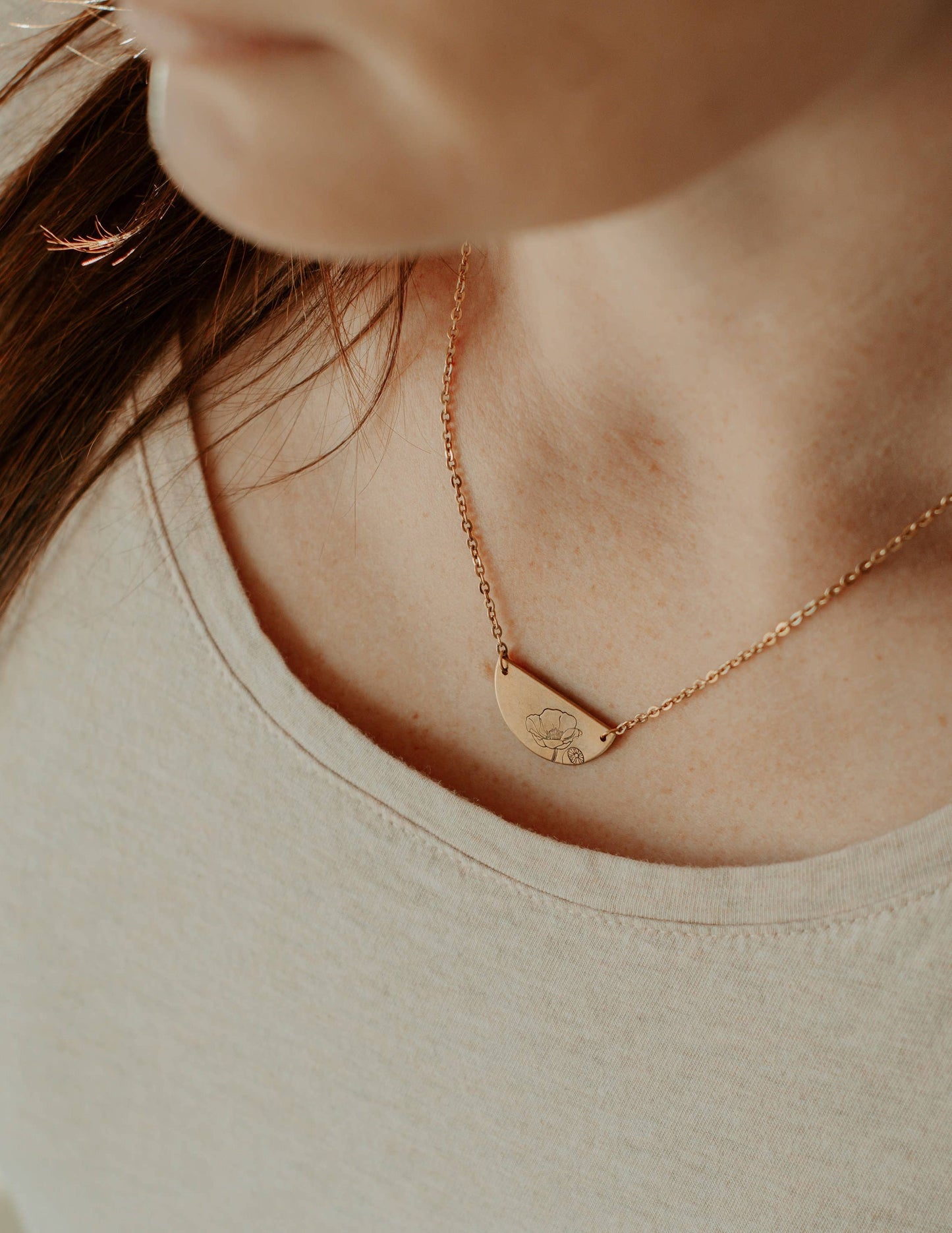 Sunrise Mountain Botanical Necklace — Pewter Silver