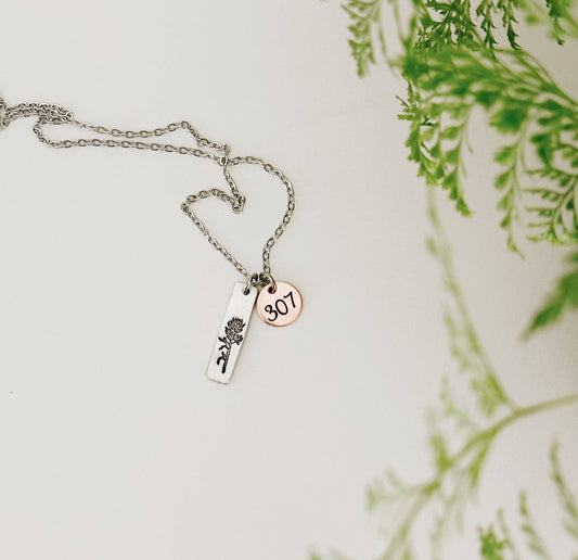 Wyoming's Wildflower Necklace — Indian Paintbrush & 307