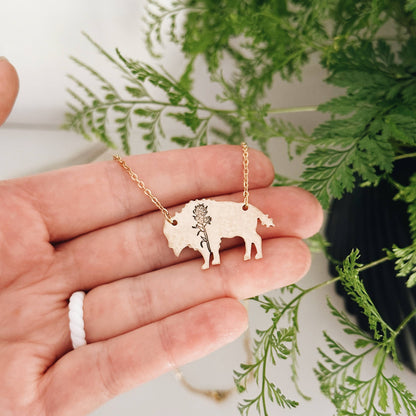 Indian Paintbrush Bison Necklace — NuGold