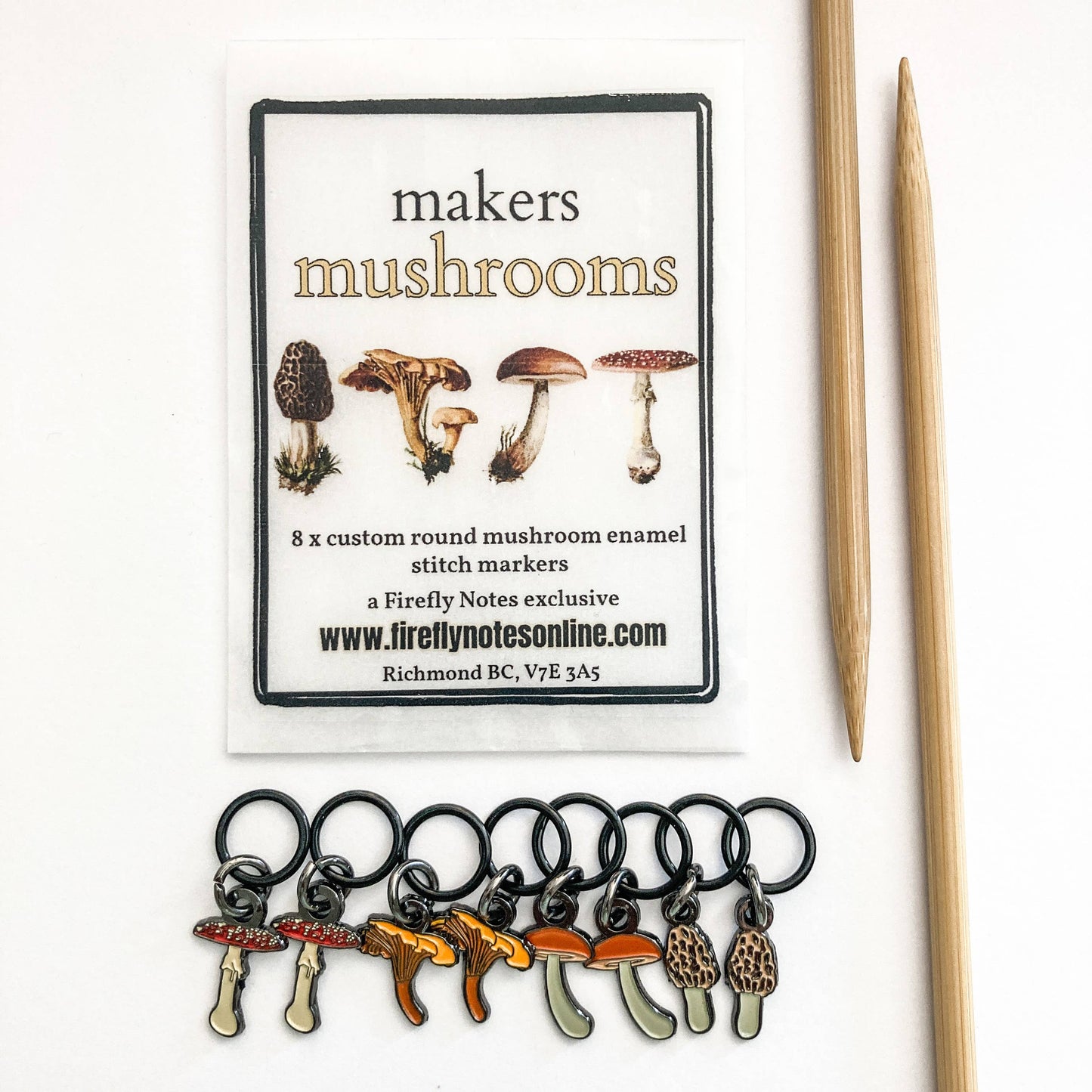 Makers Mushrooms Enamel Stitch Marker Set