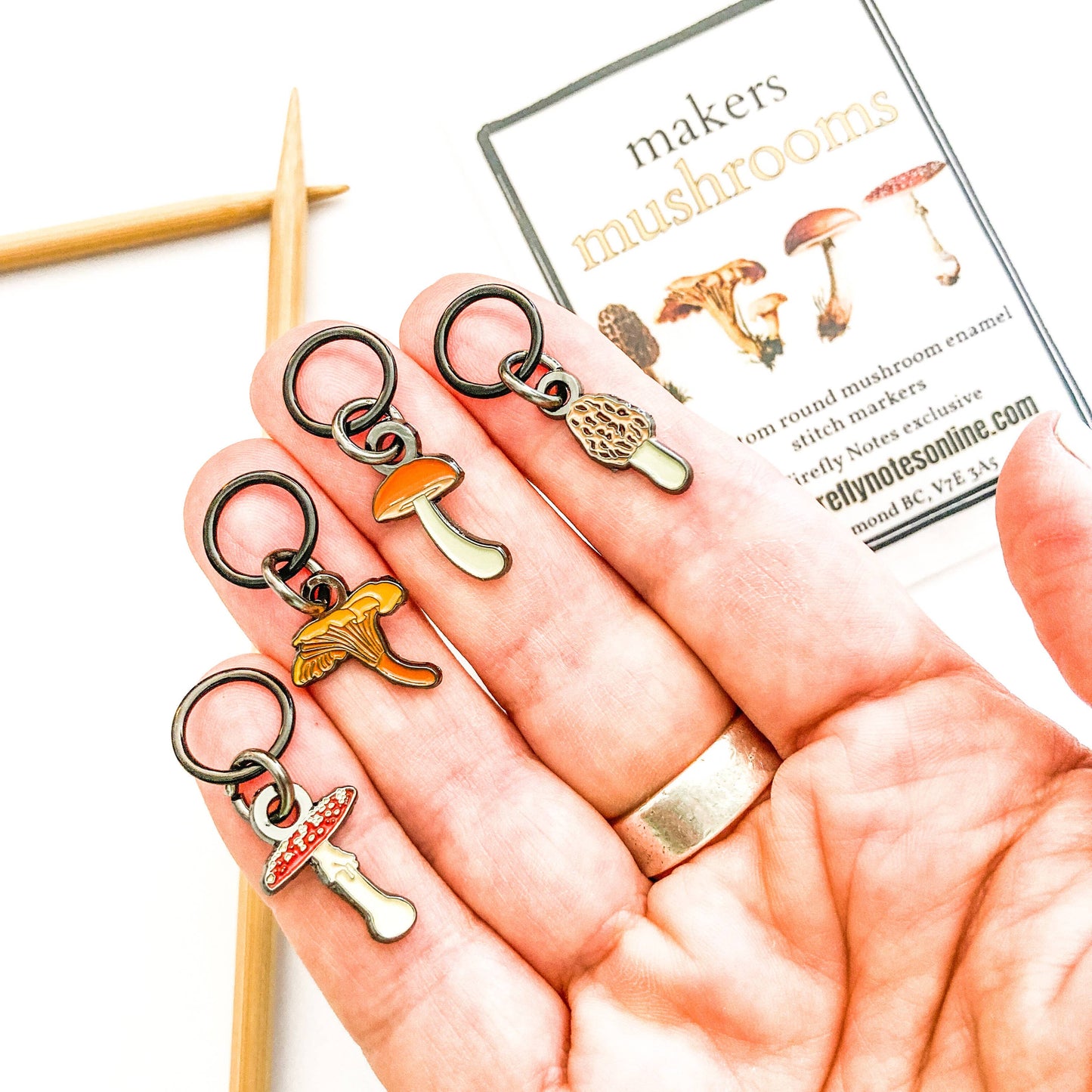 Makers Mushrooms Enamel Stitch Marker Set