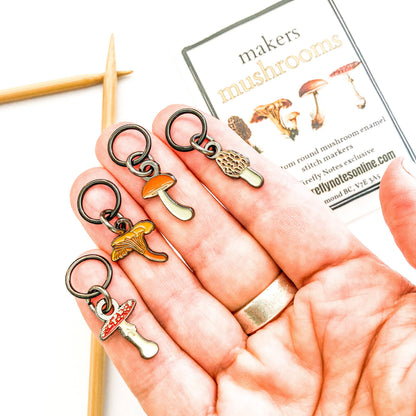 Makers Mushrooms Enamel Stitch Marker Set