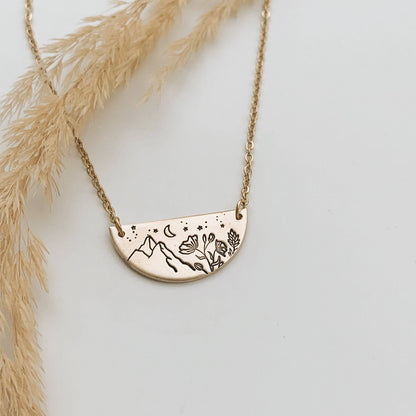 Wildflower Mountain Sky Necklace - Pewter Silver