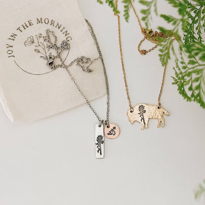 Indian Paintbrush Bison Necklace — NuGold