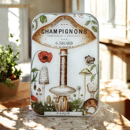 Vintage Mushroom Notions Tin