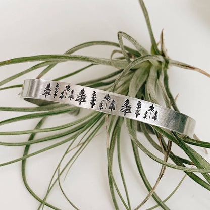 Forest Metal Cuff Bracelet — 1/4"