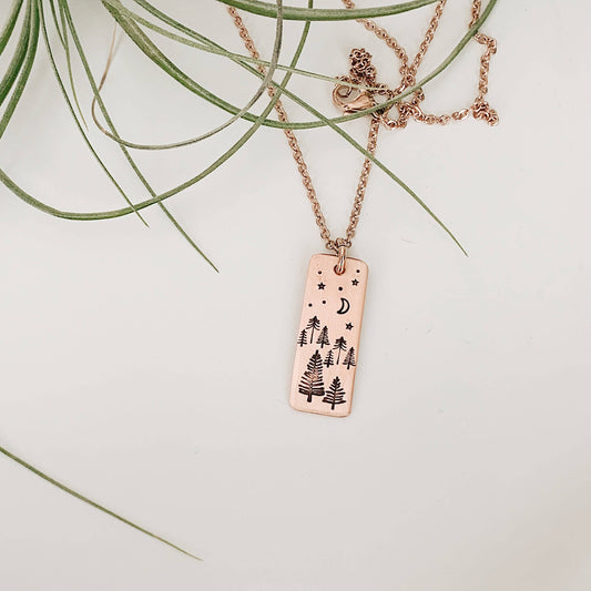 Night Sky Forest Necklace — Copper